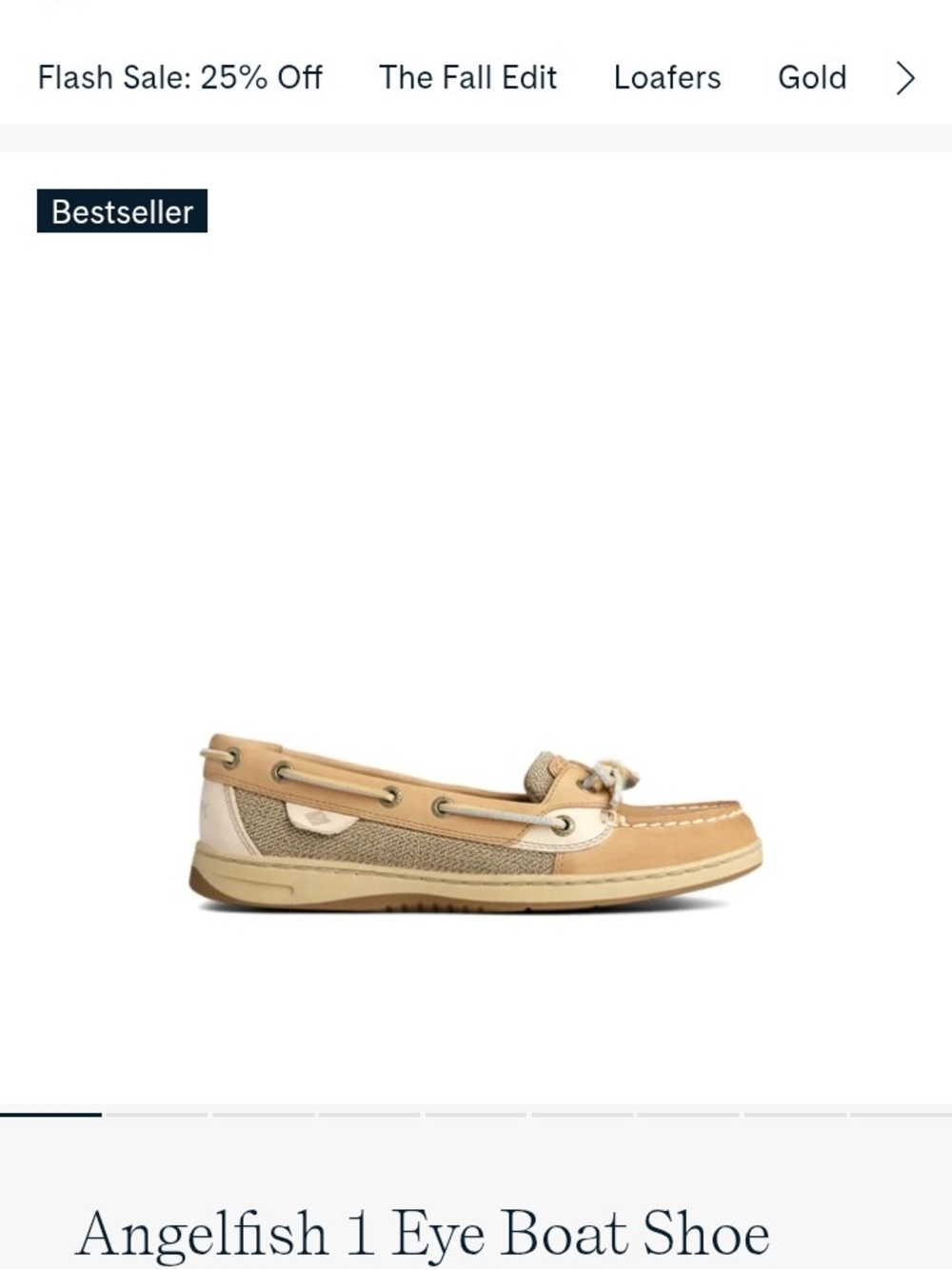 Sperry Angelfish Boat Shoe in Tan and Cream